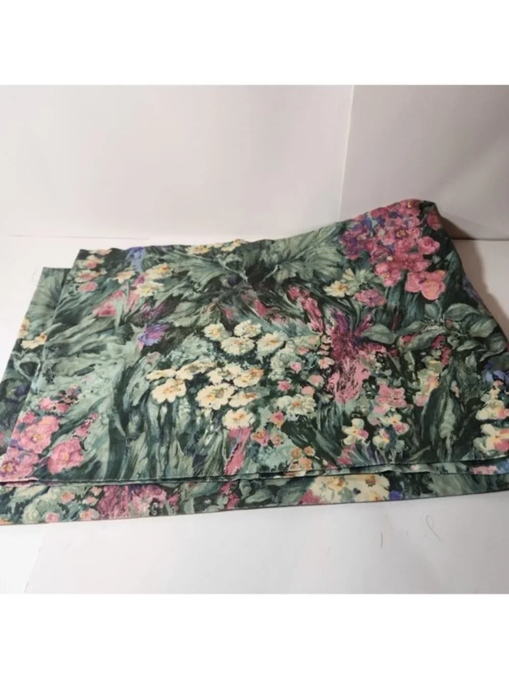 Vintage Floral Window Valance Painterly Garden Botanical Print Green Pink 86x15‎